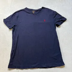 【訳あり激安】POLO RALPH LAUREN （ポロラルフローレン） 半袖Tシャツ Vネック コットン100% 刺繍ロゴ レッドポニー刺繍 メンズ Mサイズ