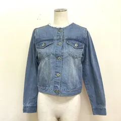 プロポーションボディドレッシング ショート丈 ノーカラーデニムジャケット コンパクトシルエット サイズ3 M相当 アイスブルー