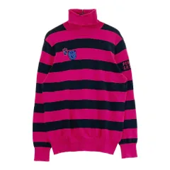 サイズ：1 PEARLY GATES パーリーゲイツ  タートルネック ニットセーター ボーダー柄 ピンク系 [240101547382] ゴルフウェア レディース ストスト