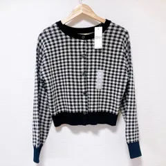 新品未使用タグ付き GU 2WAYクロップドカーディガン 長袖カーディガン チェック ブラック Mサイズ