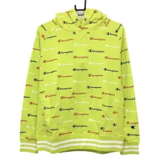 【新品】チャンピオン パーカー ライトグリーン×ブルー×レッド ロゴ総柄 トレーナー メンズ M ゴルフウェア Champion