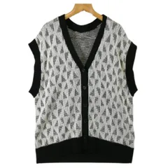 美品☆ LOWRYS FARM ニット ベスト 春秋冬 白黒 Fサイズ　b280