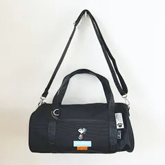 スヌーピー ショルダー付きロールボストンバッグ ブラック 2WAY RE-PET SNOOPY