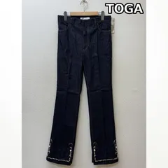 A17251 美品 トーガアーカイブス 23ss サイドジップフレアデニム 黒L A17251 美品 トーガアーカイブス 23ss サイドジップフレアデニム 黒L