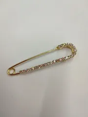 98●ラインストーン付きピンブローチ ④ゴールド ストール留め スカーフ留め 大人 かわいい さりげない おしゃれ シンプル 秋コーデ
