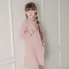 【グレイッシュピンク】裏起毛ポシェットワンピース TAK キッズ キャサリンコテージ
