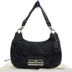 【本物保証】 布袋付 超美品 コーチ COACH シグネチャー ワンショルダーバッグ 16930 キャンバス 黒 ブラック