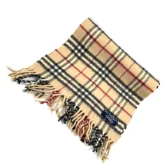 t1574 バーバリーロンドンマフラー　ラムズウール100% ノバチェックフリンジマフラー　イギリス製　ユニセックス