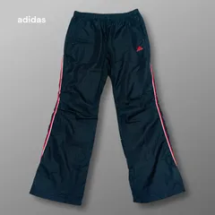 アディダス adidas 日本製 ウインドブレーカーパンツ ジャージ シャカシャカ スポーツ トレーニング エクササイズ 防風防水性 レディース 古着 ブラック M