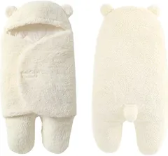新品 MOONMN ベビーおくるみ 赤ちゃんおくるみ 新生児おくるみ ベビー服 ベビー寝袋 出掛け 見た目は可愛い 冬 新生児着ぐるみ 抱っこ布団 足付き 出産祝い 防寒 暖かい 柔らかい 綿 コットン フード付き ふわふわ もこもこ クマちゃん 肌に優しい