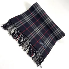 t1515　バーバリーズオブロンドン　マフラー　ラムズウール100% イギリス製　ブラックバーバリーチェックフリンジマフラー