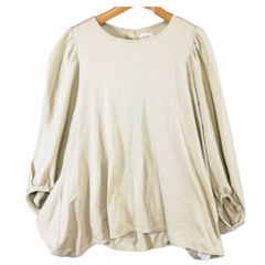 極美品 Whim Gazette 1.7万 袖コンシャスブラウス サンドベージュ 
