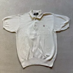 【激レア早い者勝ち】POLO by Ralph Lauren （ポロバイラルフローレン） 半袖ポロシャツ ニット サマーニット コットン100% 刺繍ロゴ カラーポニー ワンポイント ナイガイ 90s ヴィンテージ メンズ S Mサイズ ユニセックス ジュニア