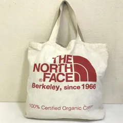 THE NORTH FACE オーガニックコットン BIGロゴ ショルダートートバッグ A4可 ナチュラル×赤