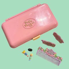 1990s Polly Pocket Pretty Hair Play Set Doll Figure Plush Compact Vintage
