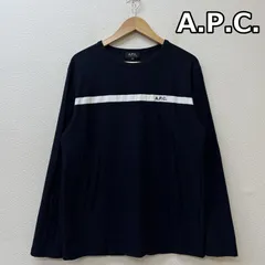 A.P.C. アーペーセー Tシャツ 長袖 24196-1-93843 クルーネック 異素材 テープ ライン 刺繍 ロゴ ロンT
