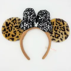 東京ディズニーリゾート カチューシャ　ミニーちゃん　ヒョウ柄　リボン　キラキラ　可愛い　Disney　【中古】【送料無料】