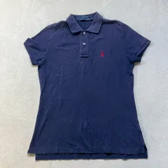 【訳ありお得】POLO by Ralph Lauren （ポロバイラルフローレン） 半袖ポロシャツ 鹿の子シャツ コットン100% 刺繍ロゴ レッドポニー 90s ヴィンテージ レディース Mサイズ