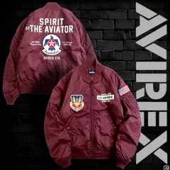 AVIREX アヴィレックス UTILITY MA-1 AIR FORCE THERMO LITE ワッペン 刺繍 ジップアップ ライト フライトジャケット ミリタリージャケット ブルゾン 3152011 定価3.1万 バーガンディ ▲072▼30817k03