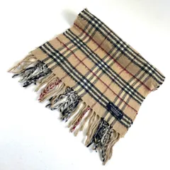 t1544　バーバリーロンドンマフラー　ラムズウール100%  ノバチェックフリンジマフラー　イギリス製　ユニセックス