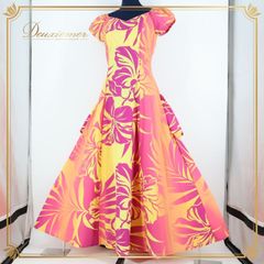 美品 日本製 フラダンス衣装】イエロー Paondor ワンピース ドレス 黄