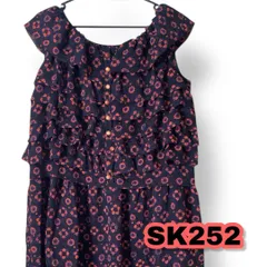 as know as de base(アズノゥアズ・ドゥバズ) フリル 花柄 ノースリーブワンピース 黒色 オレンジ色 サイズ記載なし レディースワンピース　管理SK252