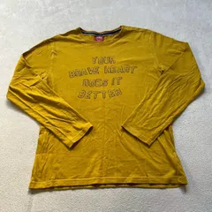 【お買い得】EDWIN （エドウィン） 長袖プリントロゴTシャツ ロンT 長袖カットソー コットン100% 黄色 90s  00s ヴィンテージ メンズ Mサイズ