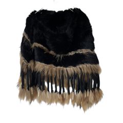 RE259【美品】GRACE CONTINENTAL グレースコンチネンタル ファーポンチョ ラビットファー ラクーンファー ブラック/ブラウン サイズF