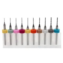 新品 10本セット PCBドリルビット 超硬ドリル マイクロドリルビット 極細 マイクロドリルセット 精密ドリル CNC 彫刻ドリルビット PCB/SMT/金型/精密機器/プリント基板/装飾品 穴あけ用 収納ボックス付き (0.3-1.2mm)