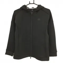 【新品】アディダス ジップパーカー 黒×白 ダンボールニット ブルゾン レディース L ゴルフウェア adidas