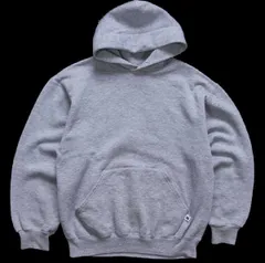 90s USA製 RUSSELLラッセル 無地 スウェットパーカー 杢グレー M★I フーディー ブランク オールド ビンテージ