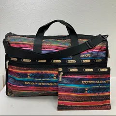 4084 LeSportsac レスポートサック　2way ボストンバッグ  ハンドバッグ　トートバッグ　ショルダーバッグ　ポーチ付き　旅行用バッグ　トラベルバッグ　大きめ　大容量　ブラック　黒　マルチカラー　ナイロン　総柄