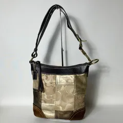 2509-230｜コーチ シグネチャー ショルダーバッグ ブラウン パッチワーク