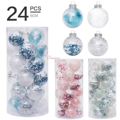 クリスマス オーナメント ボール セット 6CM 24枚 高級感 樅 クリスマスツオーナメント クリア ドロップ ブルー おしゃれ ネイビー 飾り 透明 北欧 vii4w644385