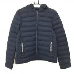 【超美品】パーリーゲイツ 中綿ナイロンジャケット ネイビー フード内側ロゴ 織生地 レディース 2(L) ゴルフウェア PEARLY GATES