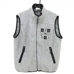 【美品】アダバット アウターベスト グレー×黒 起毛素材 胸元ロゴ メンズ IV(L) ゴルフウェア adabat