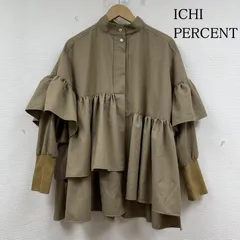 USED 古着 シャツ、ブラウス 長袖 ICHI PERCENT ブラウス 長袖 無地 チュニック 短丈ワンピース フリル リブニット バンドカラー