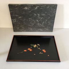 象彦 京漆器 モーニングトレイ 長角盆 黒塗 蒔絵 稲穂 九代 西村彦兵衛 象彦 京漆器 モーニングトレイ 長角盆 黒塗 蒔絵 稲穂 九代 西村彦兵衛