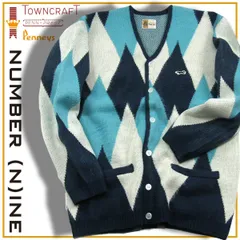 【新品】 NUMBER(N)INE × TOWNCRAFT ／ ナンバーナイン × タウンクラフト　ニット カーディガン アーガイル シャギーニット シャギー加工 アーガイル柄 カートコバーン ニルヴァーナ ダイヤ柄 ｜ 秋冬