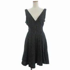 ザラウーマン ZARA WOMAN ワンピース フレア ノースリーブ 総柄 ドット柄 Vネック M 黒 ブラック