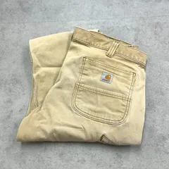 カーハート　ダブルニー　ダックパンツ　フェード　古着　ベージュ　W38