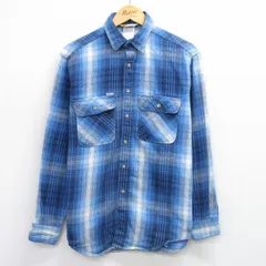 M/古着 カーハート 長袖 ヘビー フランネル シャツ メンズ 90s 青他 ブルー チェック spe 25oct30 中古 トップス
