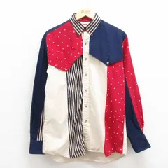 M/古着 長袖 ウエスタン シャツ メンズ 90s マルチカラー コットン ボタンダウン 紺他 ネイビー 25oct30 中古 トップス