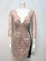 1697 ROBE de FLEURS Glossy ローブドフルールグロッシー キャバクラ ドレス フラワー刺繍 スパンコール レース タイト ミニ キャバドレス M