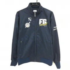 【超美品】フィラゴルフ ジャケットブルゾン ネイビー 千鳥地模様 胸元刺しゅう 裏起毛  メンズ L ゴルフウェア FILA GOLF