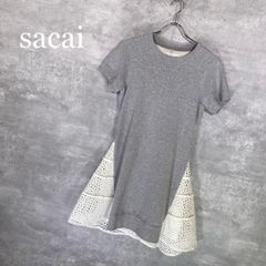 【sacai】サカイ シャツ切替 スウェット ワンピース Sacai スウェットシャツ切り替えワンピース - メルカリ