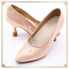 社交ダンス 衣装 スタンダード 35サイズ 靴 シューズ レディース ベージュ系 ピンク系 薄ピンク ラインストーン ヒール 舞台 発表会 イベント ベージュ 薄ピンク ダンスシューズ 結婚式 発表会用 おしゃれ フォーマル かわいい