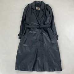 レザージャケット 奇跡の大きいサイズ レザートレンチコート 2WAY ダブル 艶感 ブラック