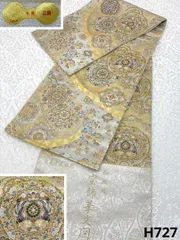 細密織 細緻織 華紋 袋帯 未仕立て品 鳥 宝飾華文図 銀糸 正絹 六通 H727