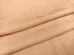 平和屋着物●上質な色無地　雲重ね吉祥地紋　人色　鈴乃屋扱い　正絹　逸品　AABC4474ph